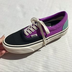 purple and turquoise vans